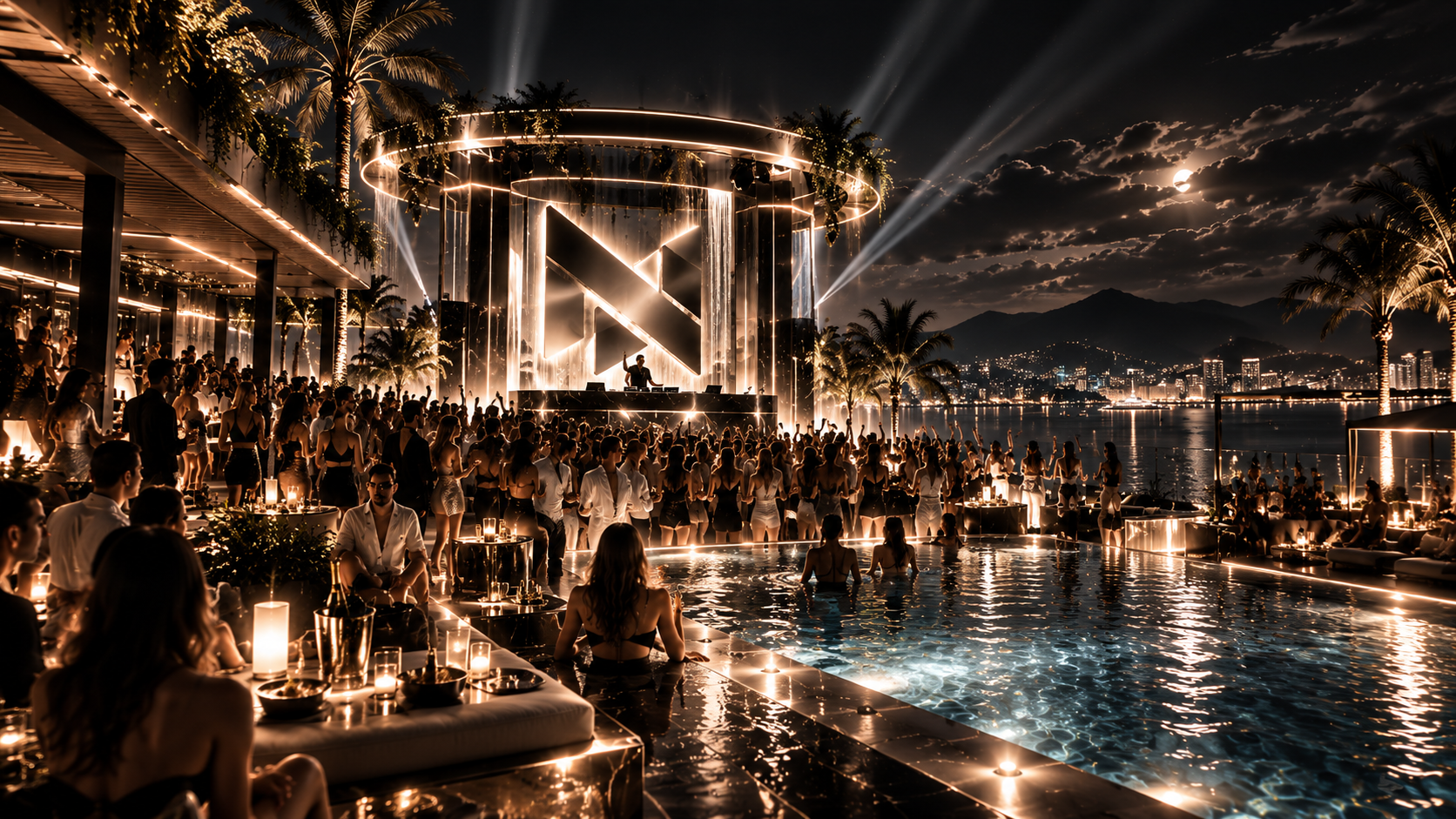 Golden Rooftop Pool Party
